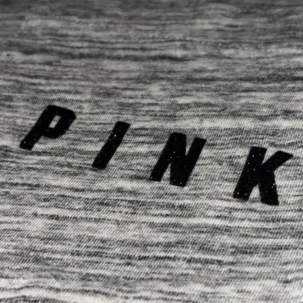 Victoria’s Secret PINK Checker Sequin Bling Gray Short Sleeve Tee Shirt - LG - Picture 5 of 9